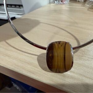 1990’s Silver and Brown Pendant Necklace